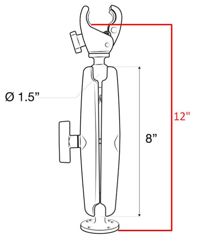 RAM® Tough-Claw™ Trolling Motor Stabilizer - C Size Ball w/Long Arm - RAP-400-D-202U