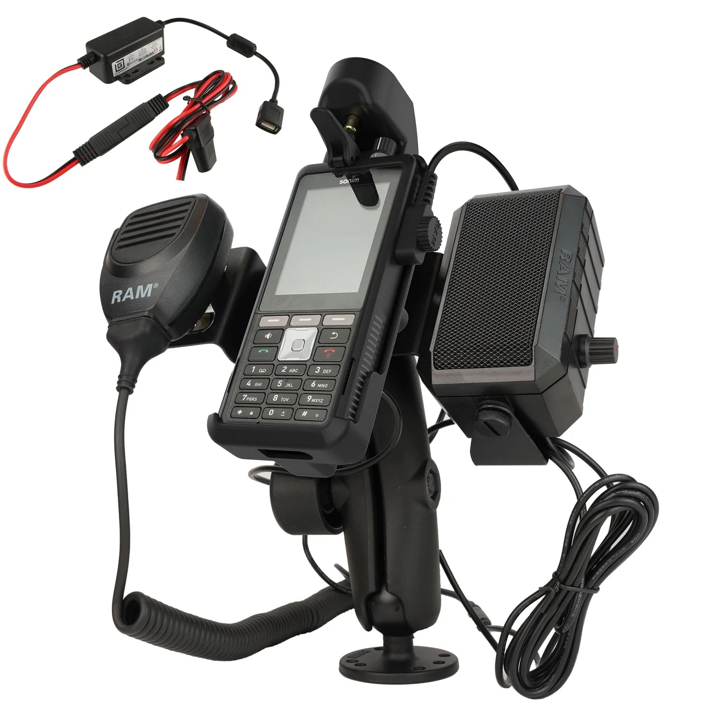 RAM® Double Ball Mount for Sonim XP5plus with Speaker & Hardwire Bundle - RAM-138-S-SNM3PL-V7B1U