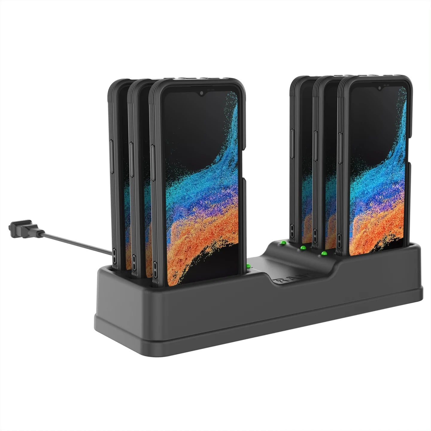 RAM® 6-Port Charging Dock for Samsung XCover6 Pro With Factory Case - RAM-DOCK-6G-SAM84CPU