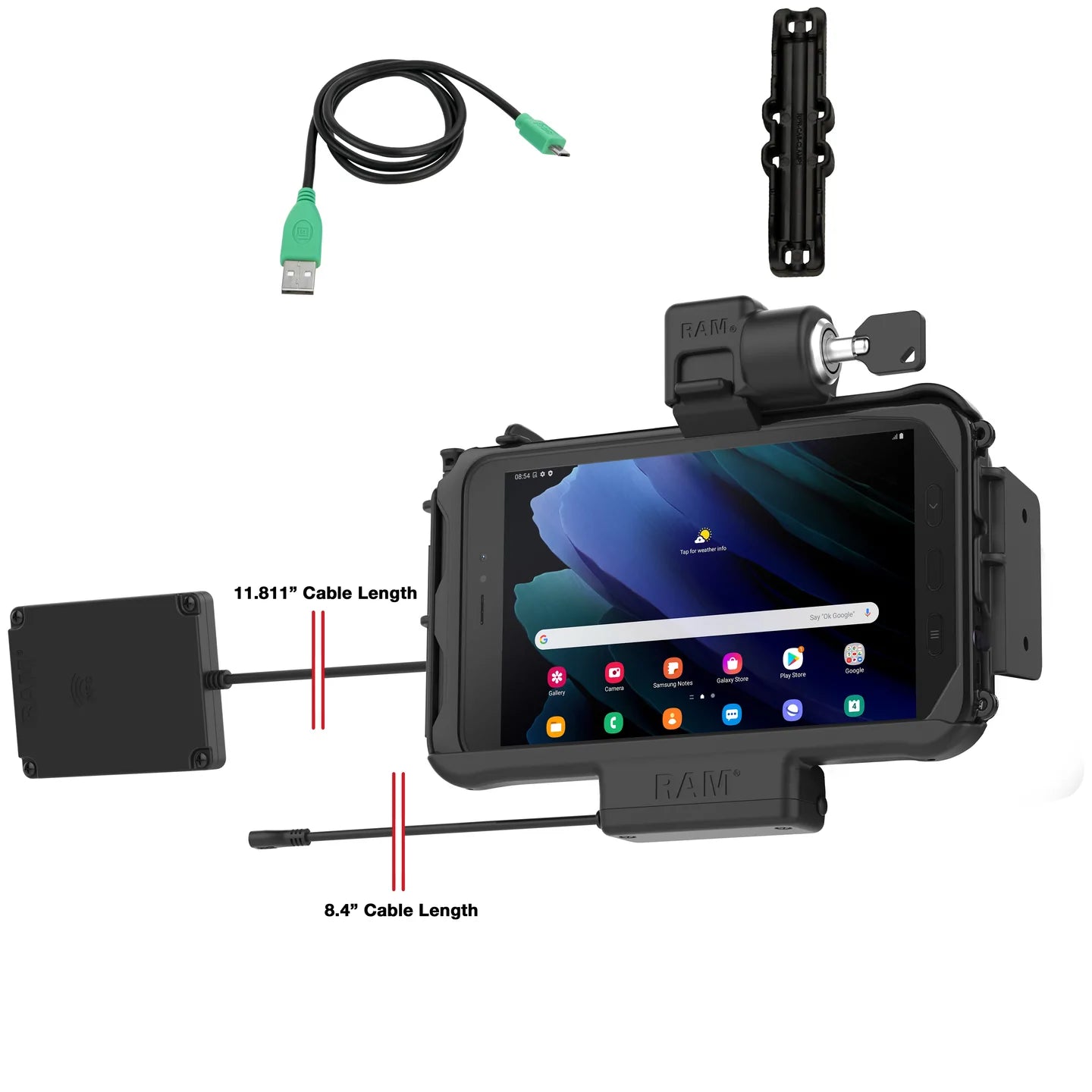 RAM® Locking Powered Dock for Tab Active5 & 3 with NFC Repeater Accessory - RAM-HOL-SAM58PKL-NFCU