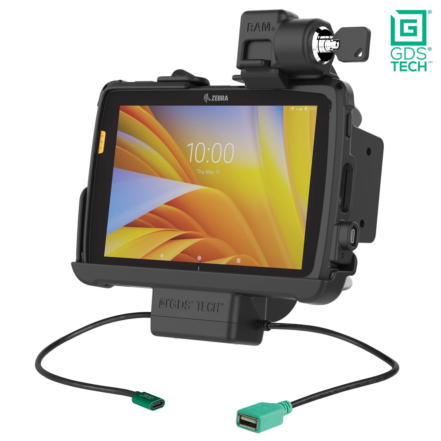 Locking GDS Power + Data Dock for Zebra ET4x 8" with IntelliSkin® - RAM-GDS-DOCKL-ZE20PDU