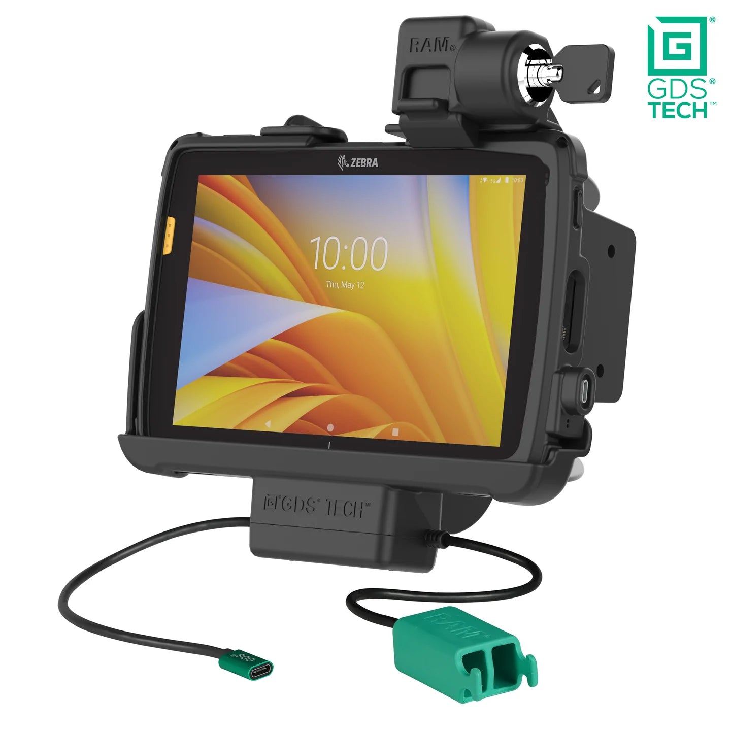 Locking GDS ® Power + Dual USB Dock for Zebra ET4x 8" with IntelliSkin ® - RAM-GDS-DOCKL-ZE20PD2U