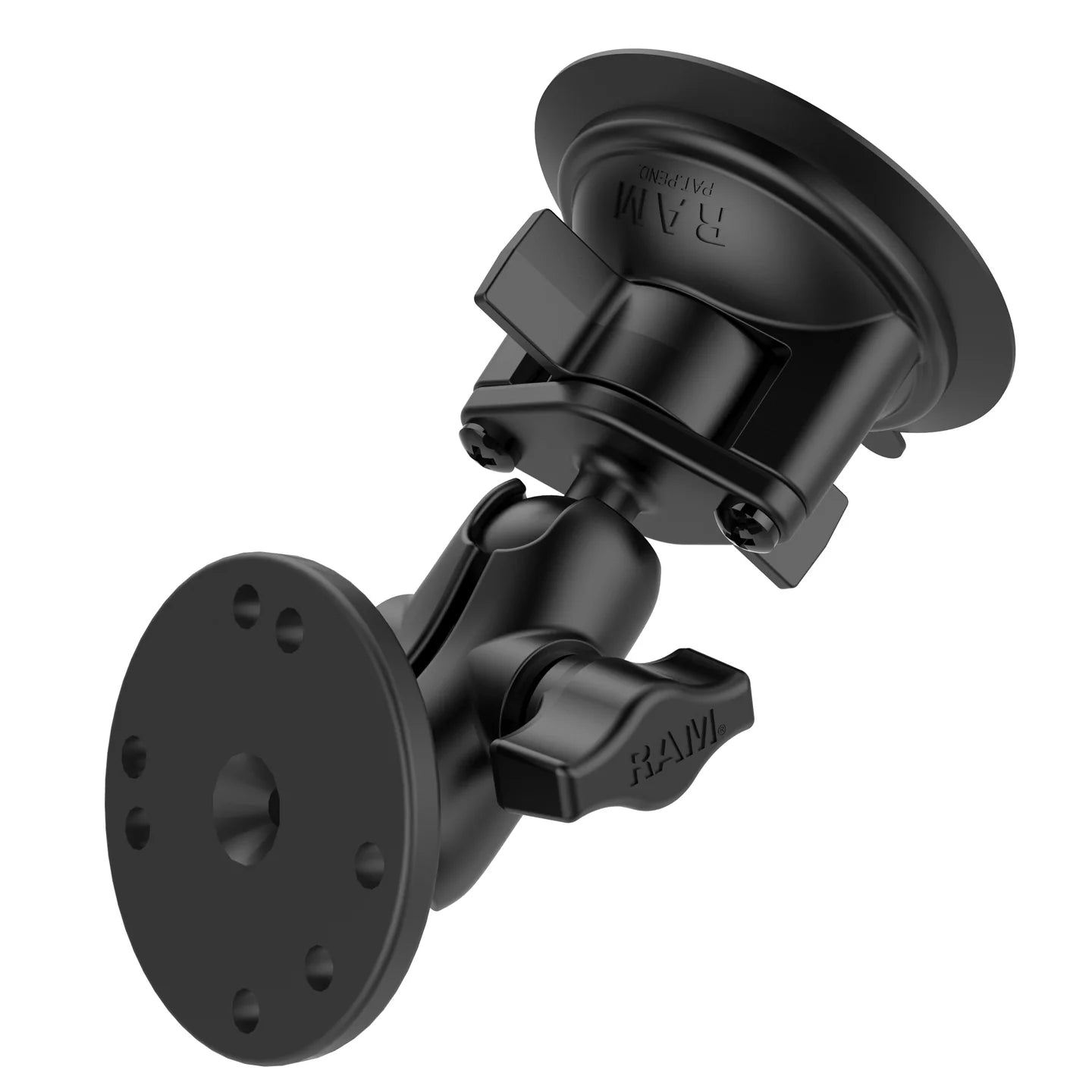 RAM® Twist-Lock™ Suction Cup Double Ball Mount with Round Plate - Short - RAM-B-166-A-202U