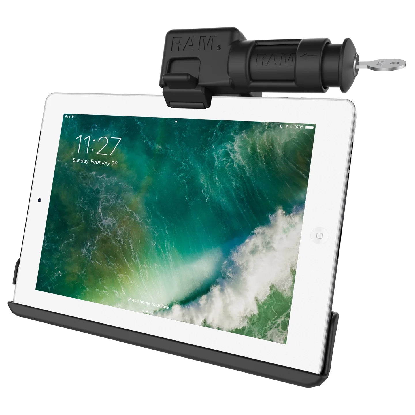 RAM® EZ-Roll'r™ Keyed Locking Holder for iPad 6th Gen, Air 2 + More - RAM-HOL-AP15KLU