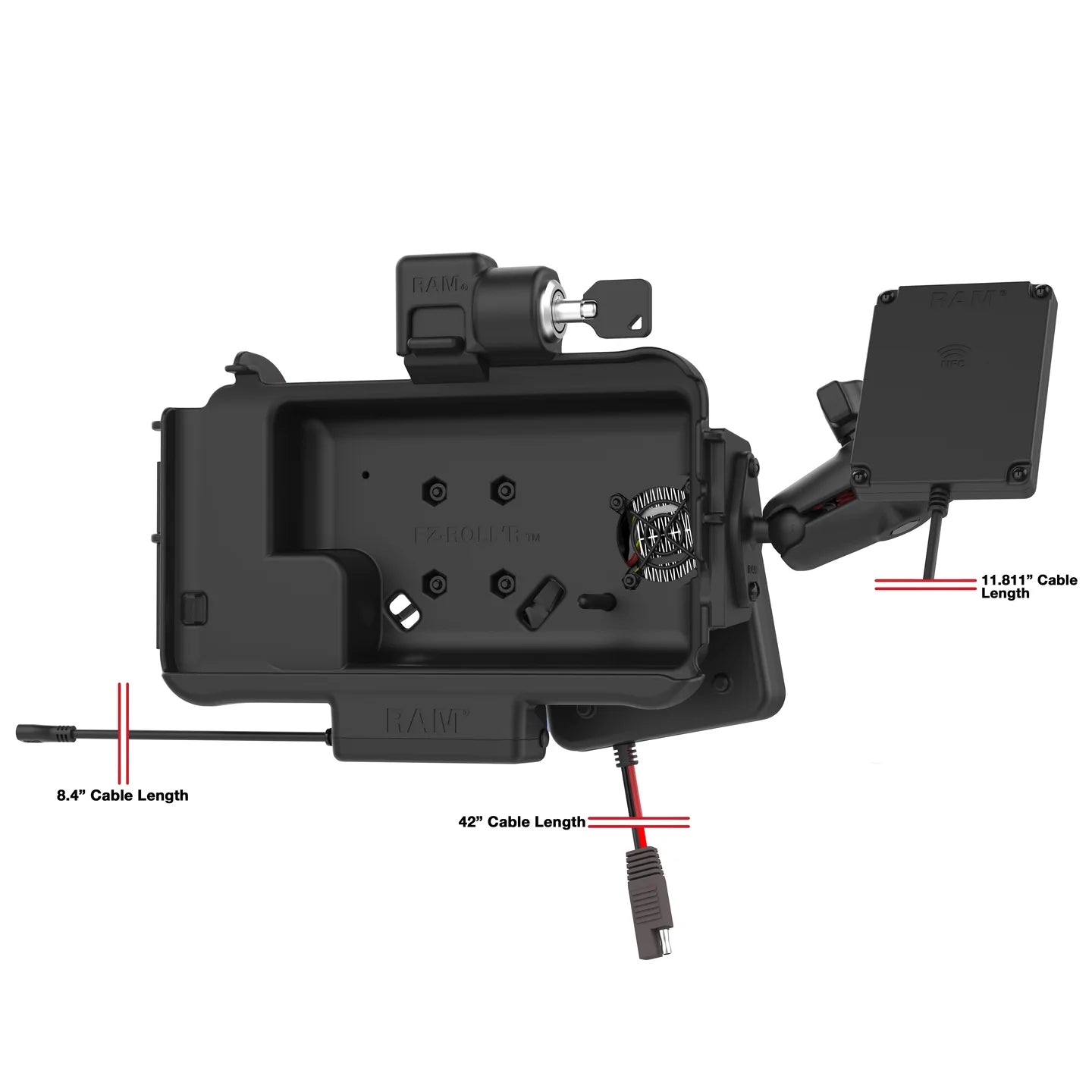 RAM® Locking Mount for Tab Active3 with Temp-Right™ & NFC Repeater - RAM-101-B-SAM58PKLH-V7B1-NFCU