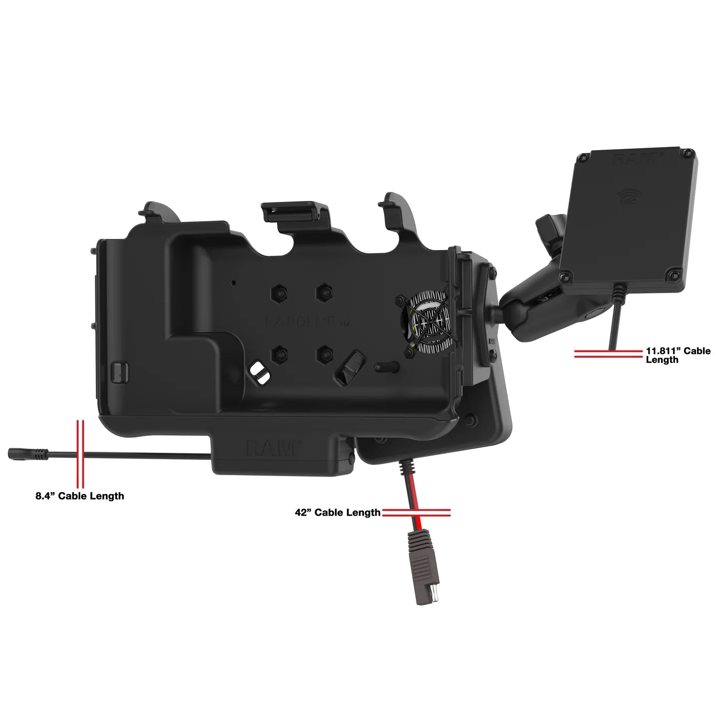 RAM® Vehicle Mount for Tab Active3 with Temp-Right™ & NFC Repeater - RAM-101-B-SAM60PH-V7B1-NFCU