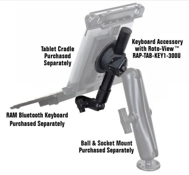 RAM® Keyboard Accessory for Tablets with RAM® Roto-View™ - RAP-TAB-KB1-300U - OC Mounts