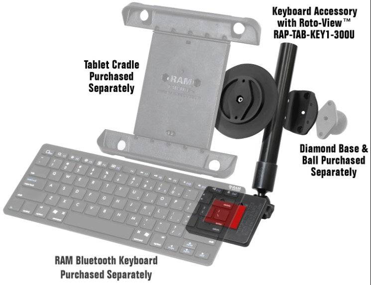 RAM® Keyboard Accessory for Tablets with RAM® Roto-View™ - RAP-TAB-KB1-300U - OC Mounts