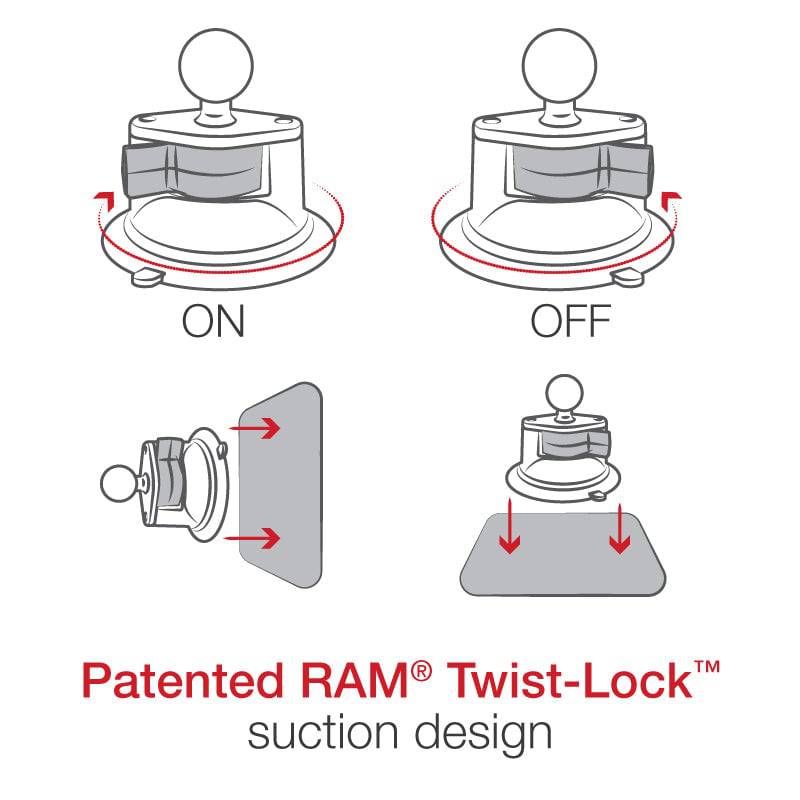 RAM® Twist-Lock™ Suction Cup Mount for Garmin nuvi 52, 54, 55, 56 & 58 - RAM-B-166-GA55U - OC Mounts