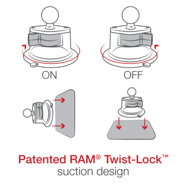 RAM® Twist-Lock™ Suction Cup Mount with Universal Action Camera Adapter - RAM-B-166-GOP1U - OC Mounts