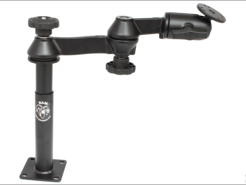 RAM® Tele-Pole™ with 4" & 7" Poles, Double Swing Arms & Round Plate - RAM-VP-SW1-47 - OC Mounts