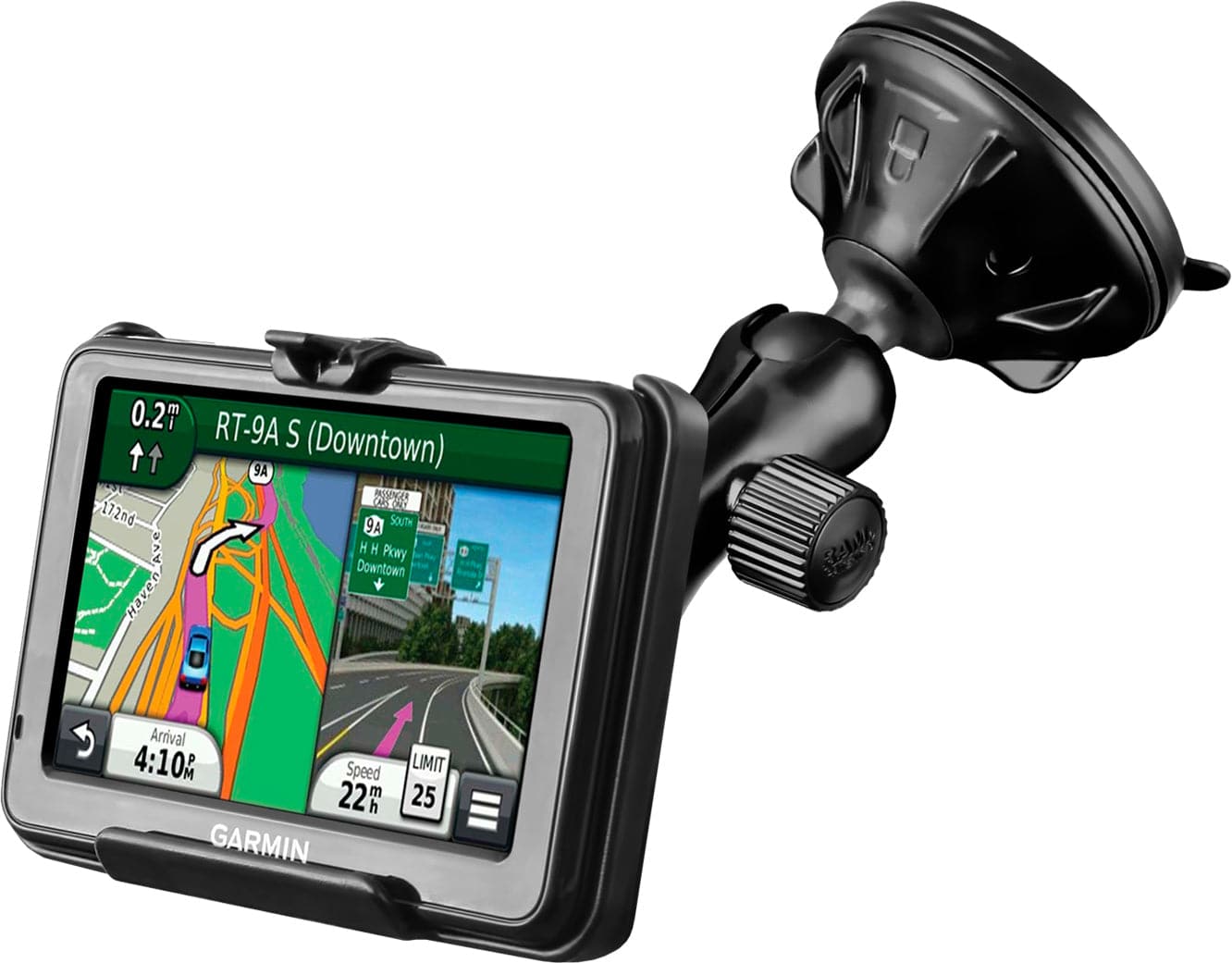 RAM® Twist-Lock™ Low Profile Suction Mount for Garmin nuvi 200W + More - RAP-B-166-2-GA25U - OC Mounts