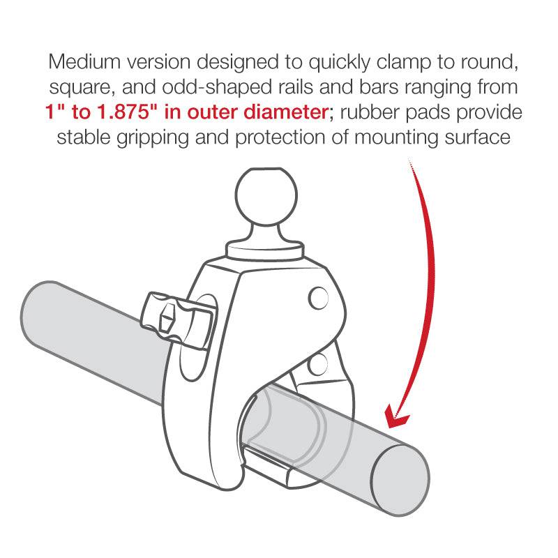 RAM® Tough-Claw™ Medium Clamp Mount with Diamond Plate - RAP-B-404-238U - OC Mounts
