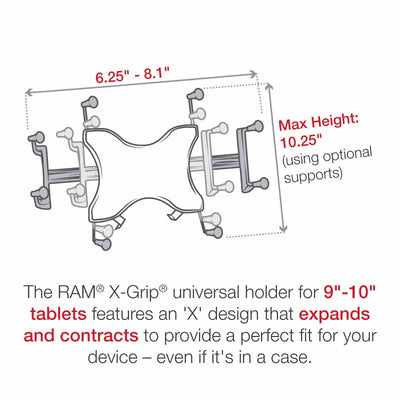 RAM® X-Grip® with RAM® Twist-Lock™ Dual Suction for 9"-10" Tablets  - RAM-B-189-UN9-FRO1-KRU - OC Mounts