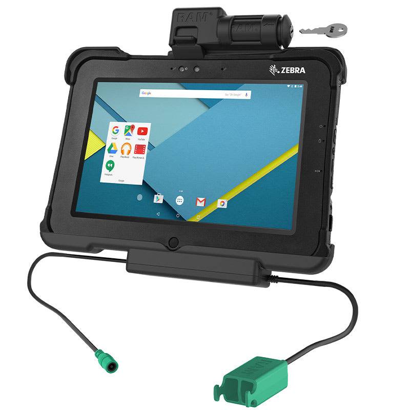 GDS® Key Locking Power + Dual USB Dock for Zebra XSLATE L10 - RAM-HOL-ZE15PD2KLU - OC Mounts