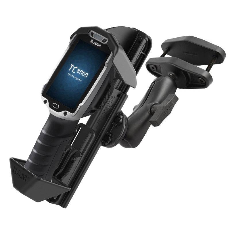 RAM® Quick-Draw™ Mount for Zebra TC8000/8300 with 4" Square Post Clamp - RAM-101-247-4-ZE9U - OC Mounts