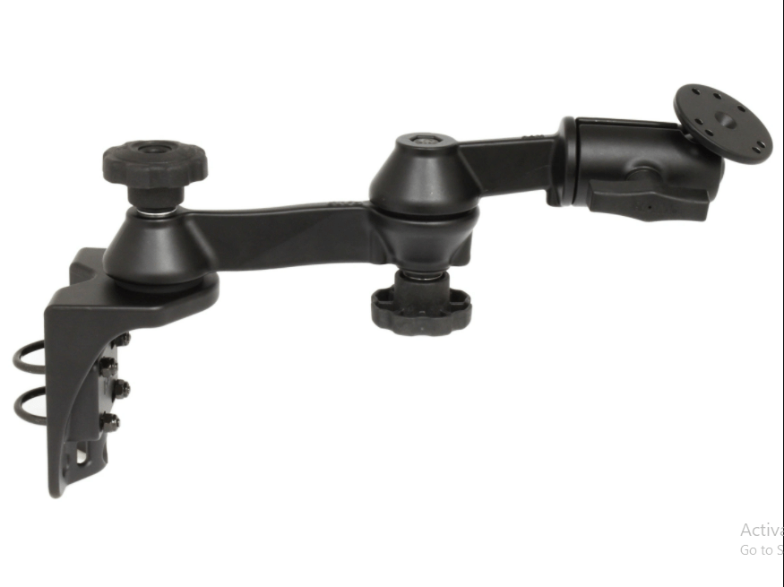 RAM® Vertical Rail Mount with 12" Double Swing Arms and Round Plate - RAM-VB-110V-1U - OC Mounts