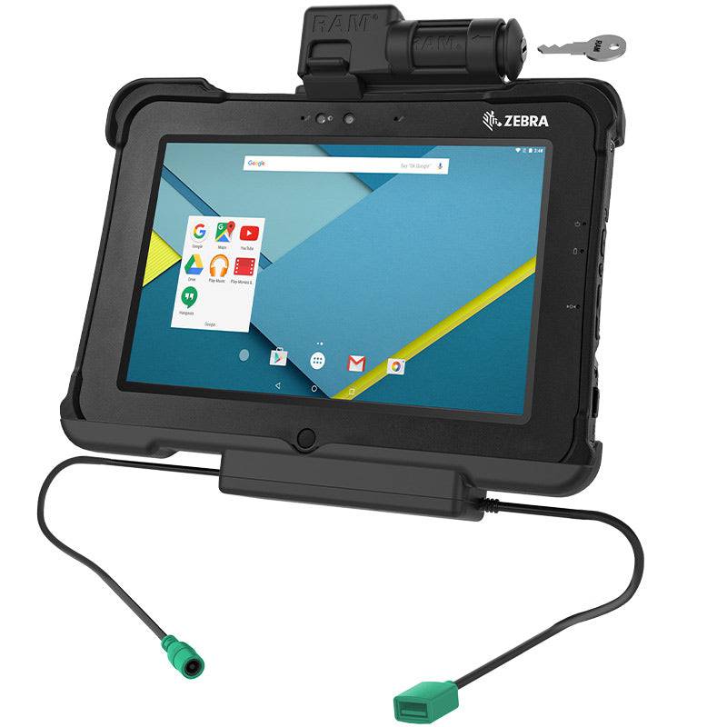 GDS® Combo Locking Power + Dual USB Dock for Zebra XSLATE L10 - RAM-HOL-ZE15PD2CLU - OC Mounts