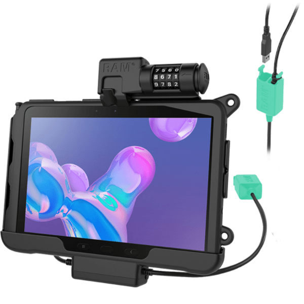 RAM® Skin™ Combo-Locking Power + Dual USB Data Dock for Tab Active Pro - RAM-HOL-SAM57PD2CLU - OC Mounts