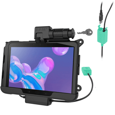 RAM® Skin™ Key-Locking Power + Dual USB Data Dock for Tab Active Pro - RAM-HOL-SAM57PD2KLU - OC Mounts
