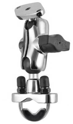 RAM® Chrome Handlebar U-Bolt Mount with Double Socket Arm - RAM-B-149ACH-LO4 - OC Mounts