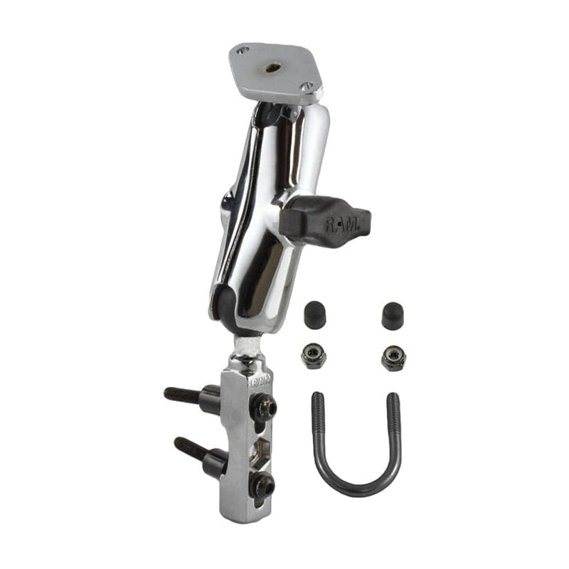 RAM® Chrome Motorcycle Brake/Clutch Reservoir Mount with Diamond Plate - RAM-B-174CHU - OC Mounts