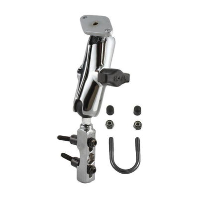 RAM® Chrome Motorcycle Brake/Clutch Reservoir Mount with Diamond Plate - RAM-B-174CHU - OC Mounts