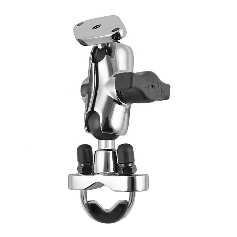 RAM® Chrome Handlebar U-Bolt Mount with Double Socket Arm - RAM-B-149CH-LO4 - OC Mounts