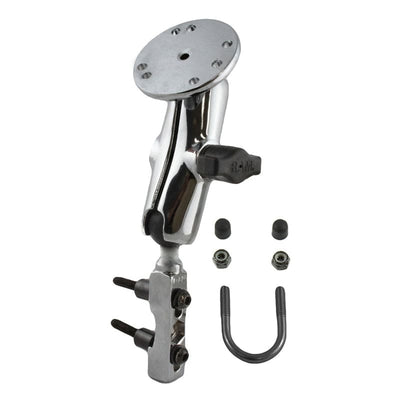 RAM® Chrome Motorcycle Brake/Clutch Reservoir Mount with Round Plate - RAM-B-174CH-202U - OC Mounts