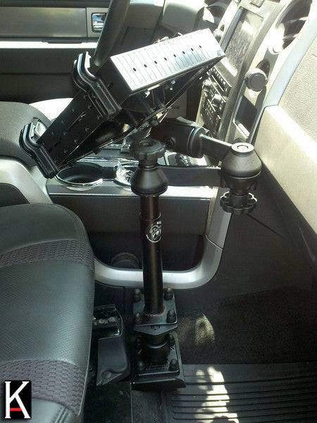 No Drill Laptop Mount for 2004-2014 Ford F150 and 2005-2011 Lincoln Mark LT (Clears Cup Holder) - RAM-VB-109A-SW1 - OC Mounts