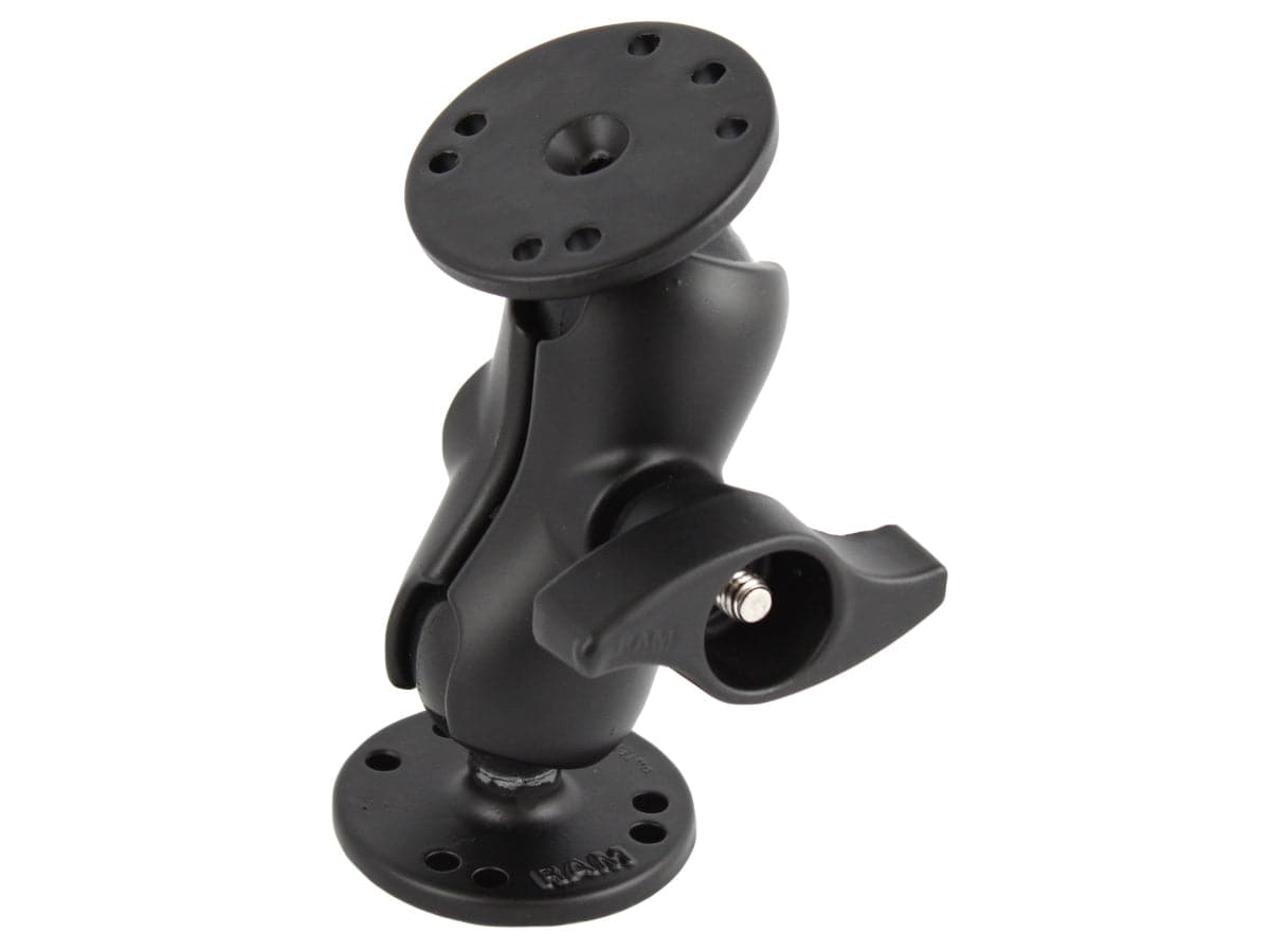 RAM C Size 1.5" Ball Mount with Short Double Socket Arm, Metal Knob & 2/2.5" Round Plate AMPs Hole Pattern - RAM-101MU-B - OC Mounts