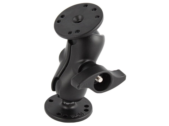 RAM C Size 1.5" Ball Mount with Short Double Socket Arm, Metal Knob & 2/2.5" Round Plate AMPs Hole Pattern - RAM-101MU-B