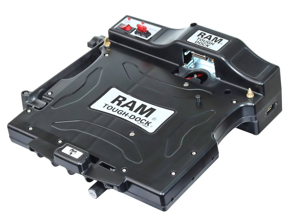 RAM Composite Tough-Dock Powered Cradle w/Port Rep, ROUND ADAPTER BASE for Toughbook 31 - RAM-234-PAN1PB - OC Mounts