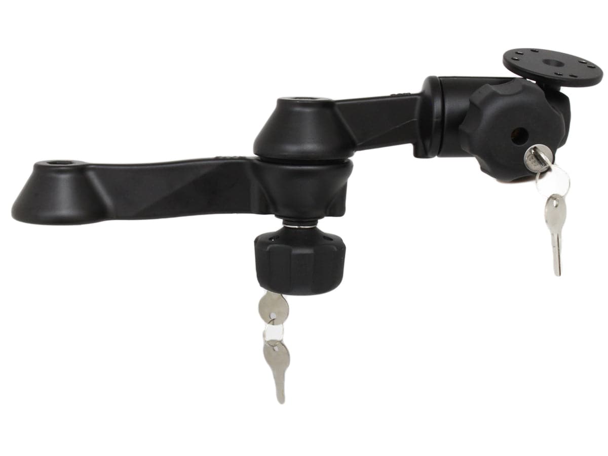 RAM 12" Double Swing Arm with 2.5" Diameter Round Base & (2 QTY) Locking Knobs - RAM-VB-110-1LU - OC Mounts