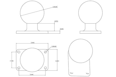 RAM D Size 2.25" Ball on Rectangular Plate with 1.5" x 2.5" 4-Hole Pattern - RAM-D-202U-23 - OC Mounts