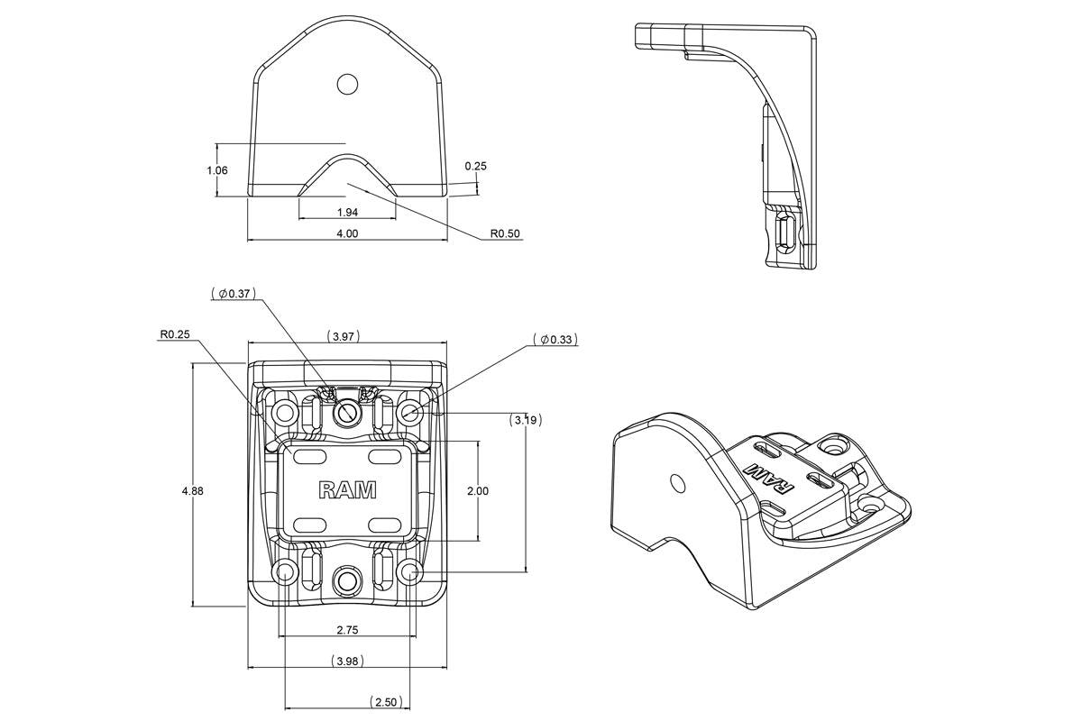 Vertical Mounting Bracket - RAM Mount - RAM-109V-BU | OC Mounts