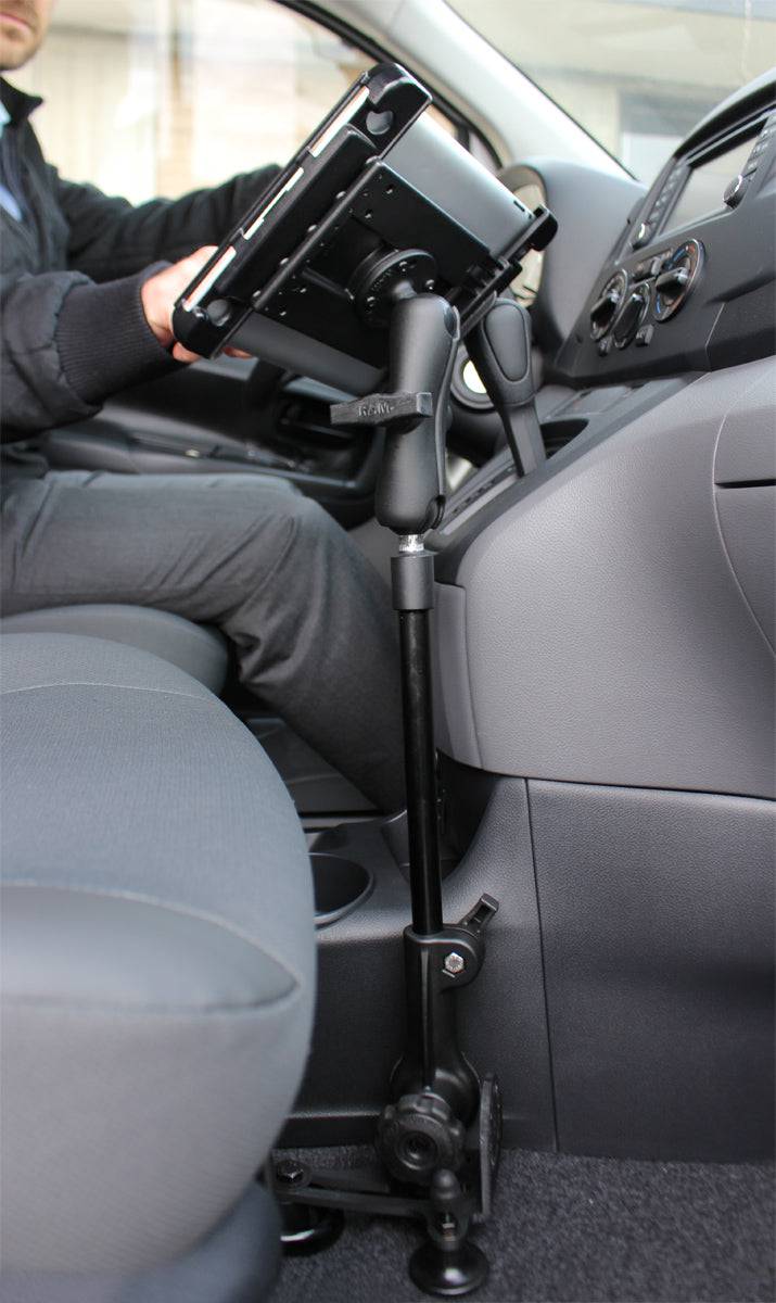 RAM Universal No-Drill™ RAM POD HD™ Vehicle Mount with Double Socket Arm & 2.5" Round Base AMPs Hole Pattern - RAM-316-HD-202U - OC Mounts