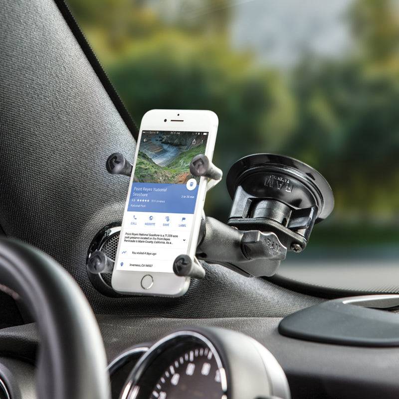 RAM Twist-Lock™ Suction Cup Mount with Universal RAM® X-Grip® Cell/iPhone Cradle - RAM-B-166-UN7U - OC Mounts