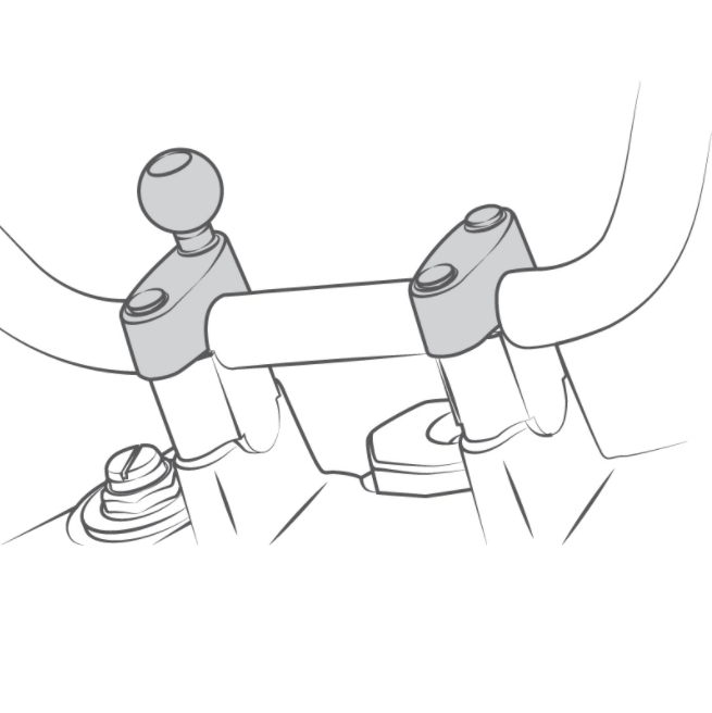 RAM Motorcycle Handlebar Clamp Base with M8 Screws - RAM-B-367U - OC Mounts