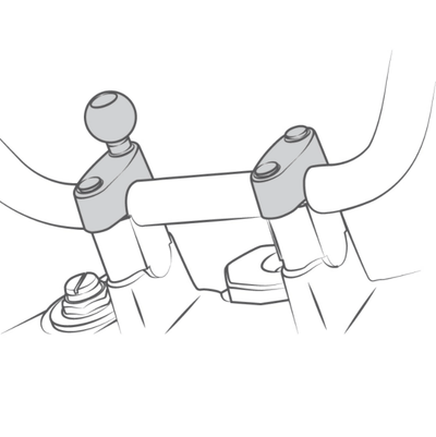 RAM Motorcycle Handlebar Clamp Base with M8 Screws - RAM-B-367U - OC Mounts