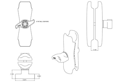 RAM Medium Length Double Socket Arm for D Size 2.25" Balls - RAM-D-201U - OC Mounts