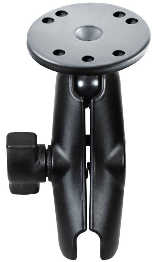 RAM 1" Ball Medium Length Double Socket Arm with 2.5" Round Base that contains the AMPs Hole Pattern - RAM-B-103U - OC Mounts
