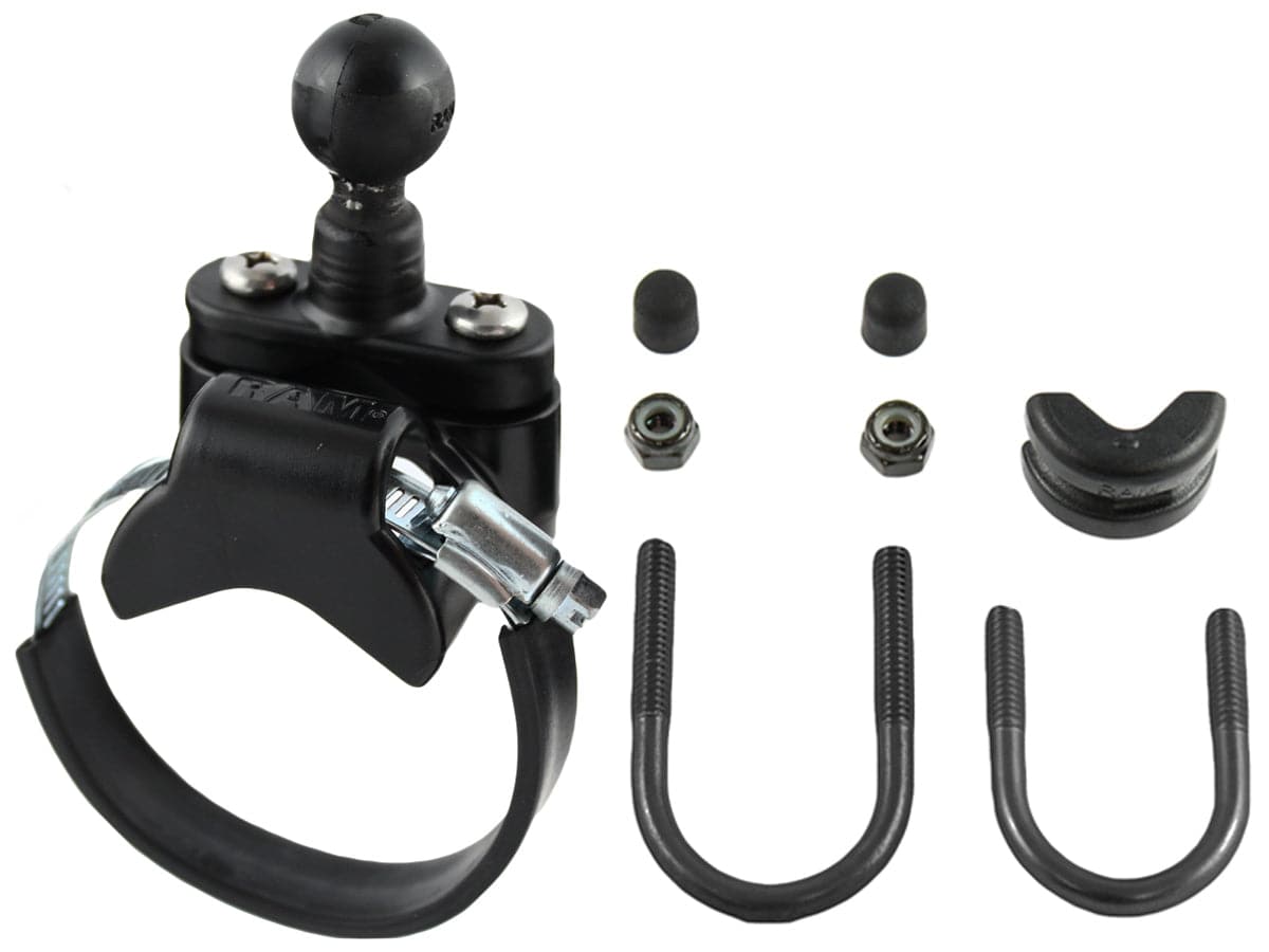 RAM Rail Base with Zinc Coated U-Bolt, ATV/UTV Strap & 1" Ball for Rails to 3.15" in Diameter - RAM-B-231Z-2U - OC Mounts