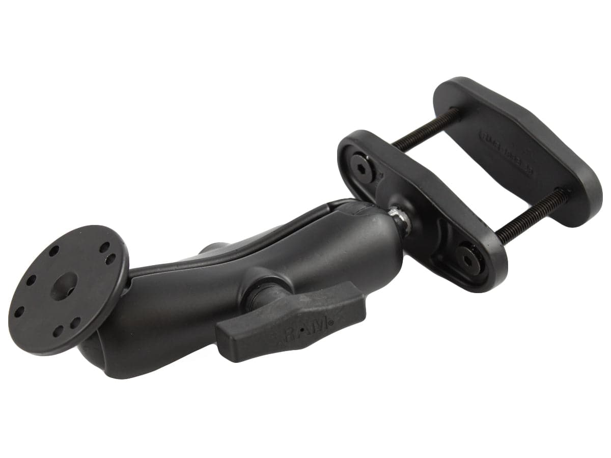 RAM 2.5" Max Width Clamp Mount with C Size 1.5" Ball Double Socket Arm & 2.5" Round Plate AMPs Hole Pattern - RAM-101U-247-25 - OC Mounts
