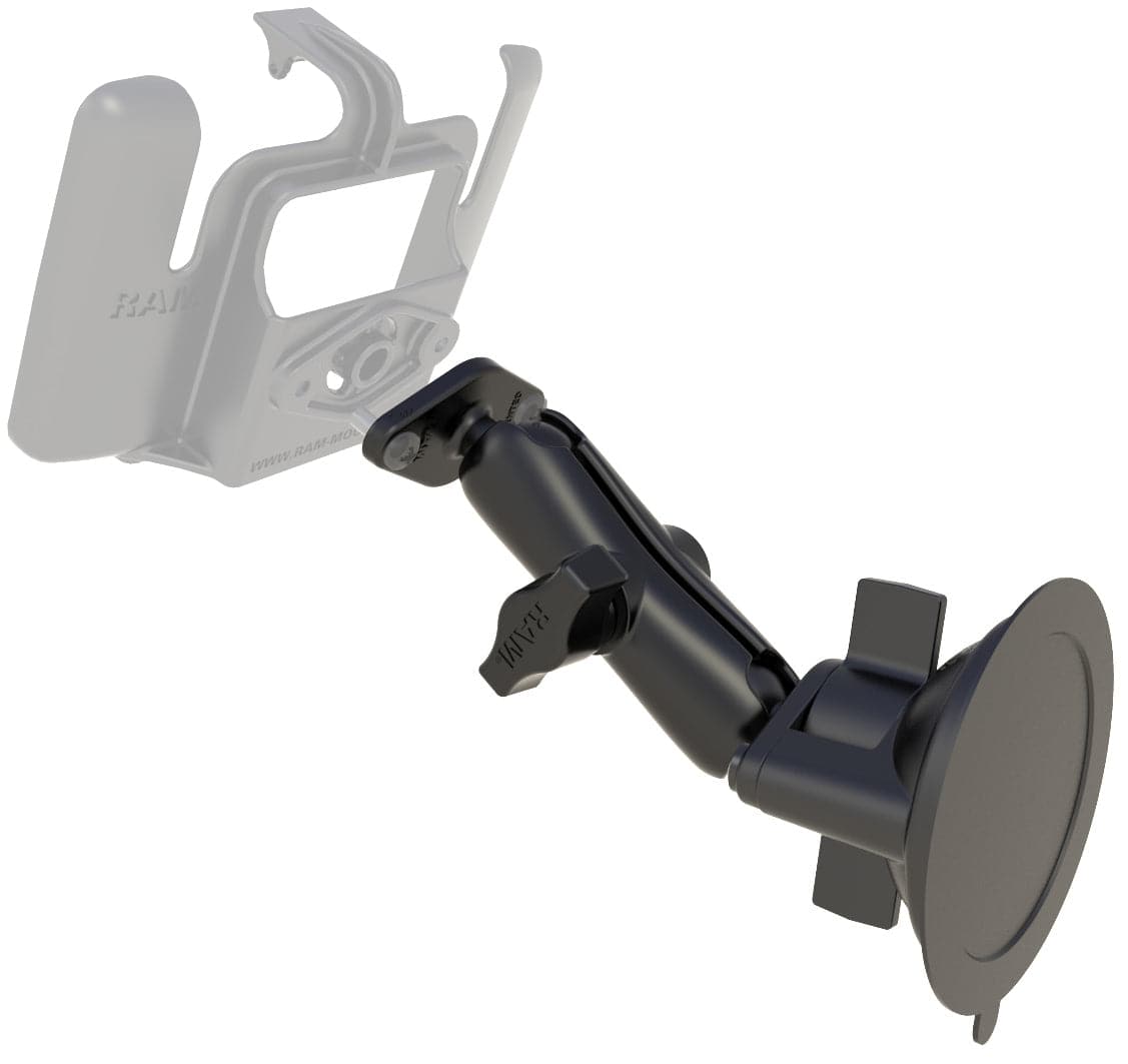 RAM Twist-Lock™ Suction Cup with Double Socket Arm and Diamond Base Adapter; Overall Length: 6.75" - RAM-B-166U - OC Mounts