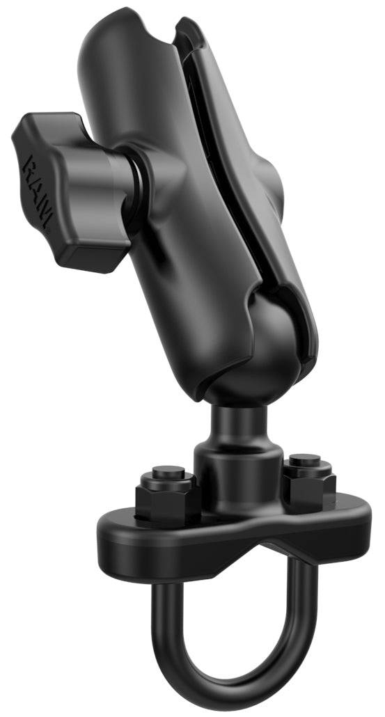 RAM Handlebar U-Bolt Base with 1" Ball & Medium Double Socket Arm for Rails from 0.5" to 1.25" in Diameter - RAM-B-149Z-QU1U - OC Mounts