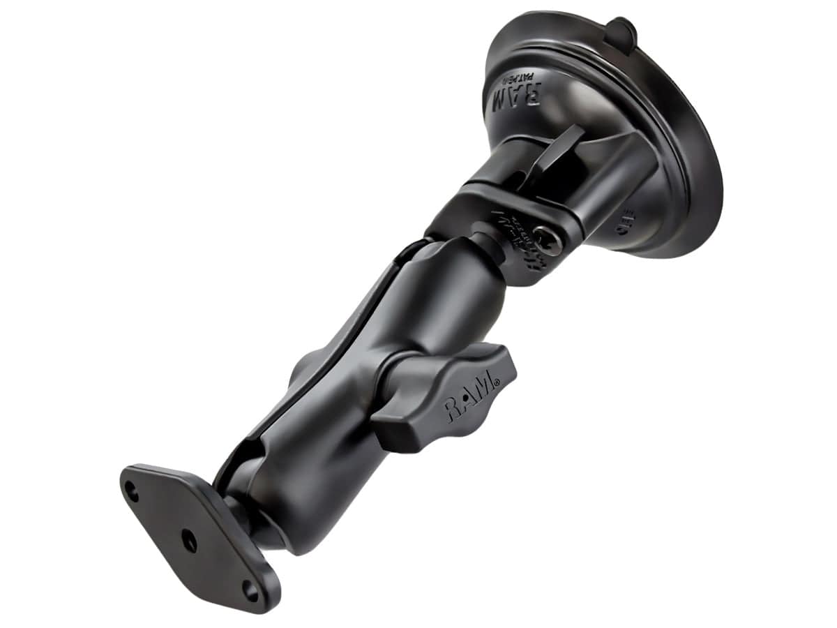 RAM Twist-Lock™ Suction Cup with Double Socket Arm and Diamond Base Adapter; Overall Length: 6.75" - RAM-B-166U - OC Mounts