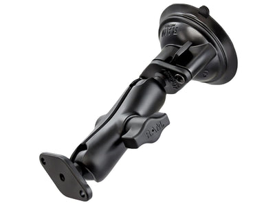 RAM Twist-Lock™ Suction Cup with Double Socket Arm and Diamond Base Adapter; Overall Length: 6.75" - RAM-B-166U - OC Mounts