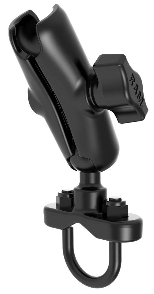 RAM Handlebar U-Bolt Base with 1" Ball & Medium Double Socket Arm for Rails from 0.5" to 1.25" in Diameter - RAM-B-149Z-QU1U - OC Mounts