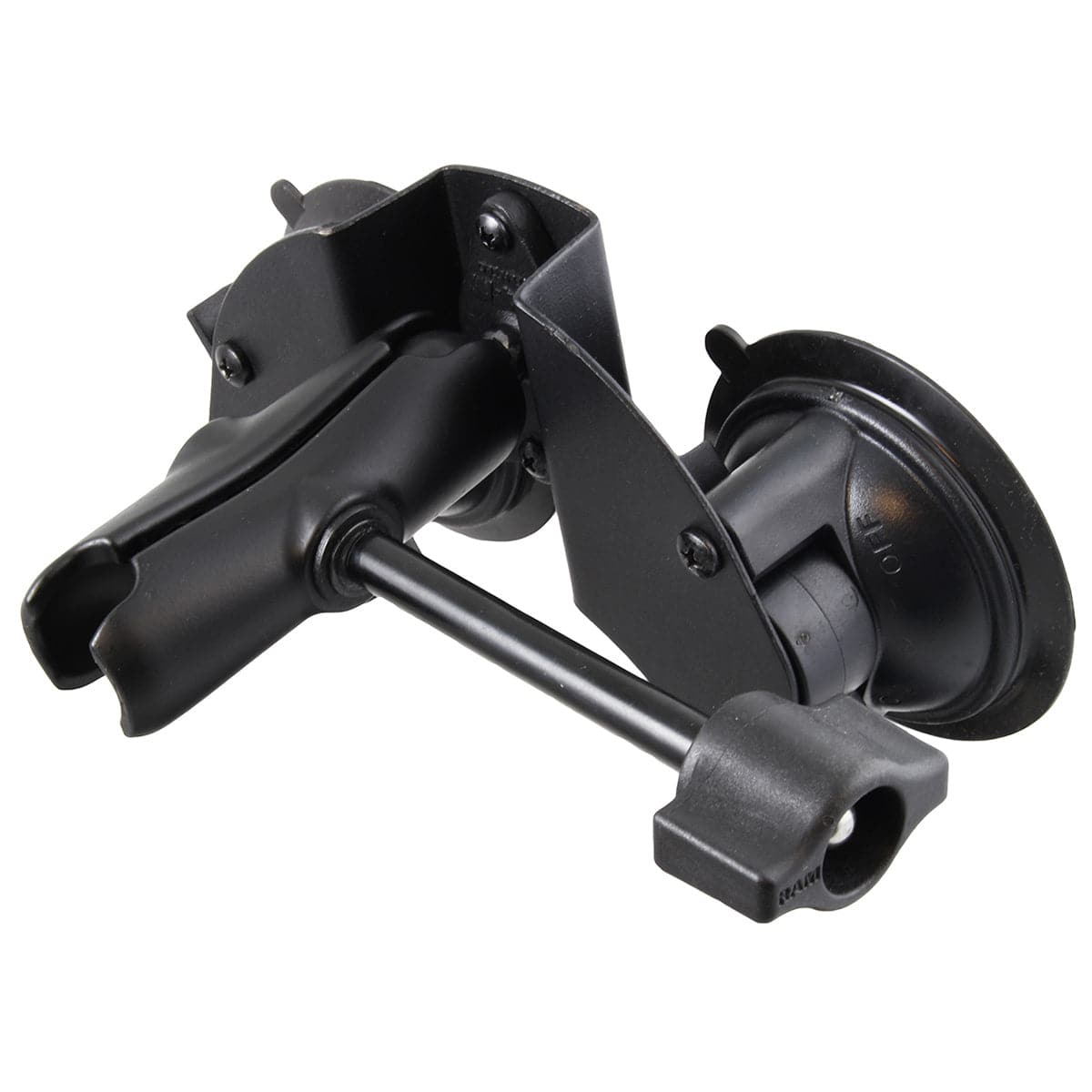 RAM Dual Suction Cup Base with Medium Length Arm and Retention Knob - RAM-B-189B-201-ALA1-KRU - OC Mounts